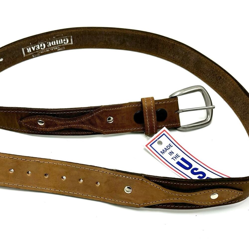 Cabelas Guide Gear Heavy Duty Western Belt 44 Brown Top Grain Leather Cowboy USA